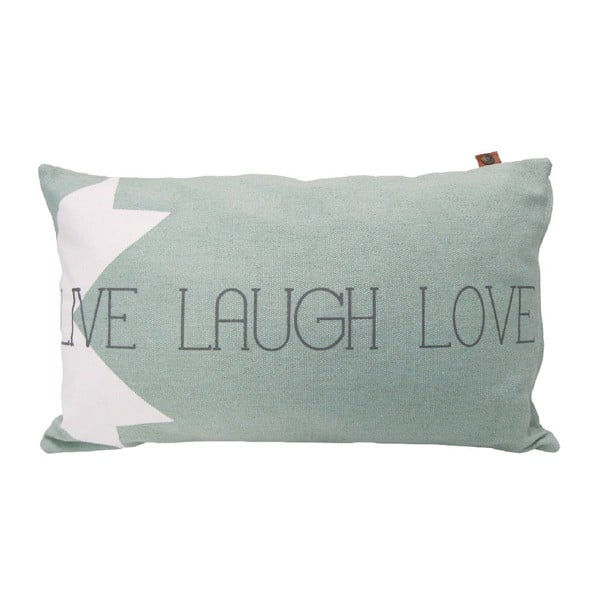Světle šedý polštář OVERSEAS Live Laugh Love, 30 x 50 cm
