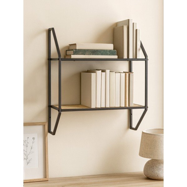 Černá/v přírodní barvě patrová kovová police 61 cm Depok – Premier Housewares-image-2