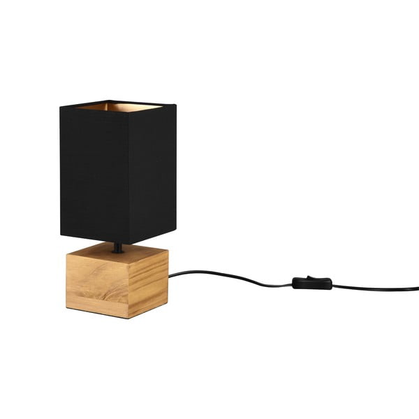 Stolní lampa s textilním stínidlem v černo-přírodní barvě (výška 30 cm) Woody – Trio