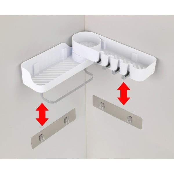 Bílá rohová samodržící koupelnová polička - Maximex-image-4