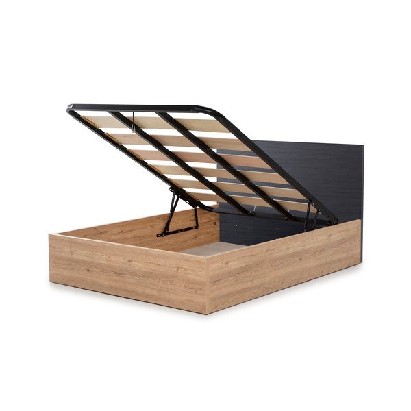 Šedá dvoulůžková postel s úložným prostorem a roštem 160x200 cm Kronos - Marckeric-image-4