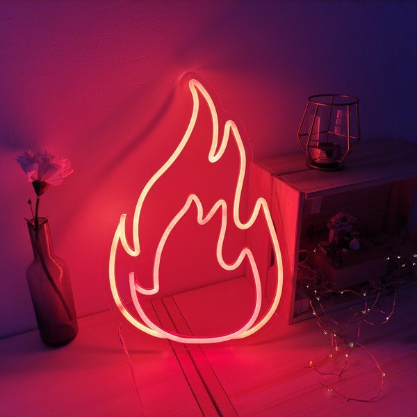 Červeno-oranžová nástěnná svíticí dekorace Candy Shock Fire, 28 x 40 cm