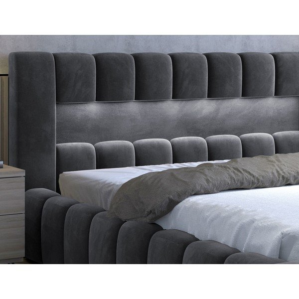 Šedá čalouněná dvoulůžková postel s úložným prostorem s roštem 160x200 cm Lamica – ELTAP-image-4