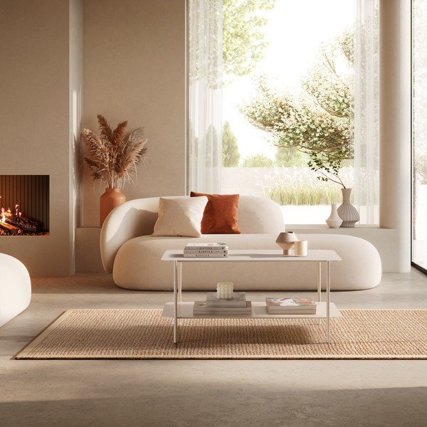 Krémový kovový konferenční stolek 58x90 cm Beatrix – MOME-image-1