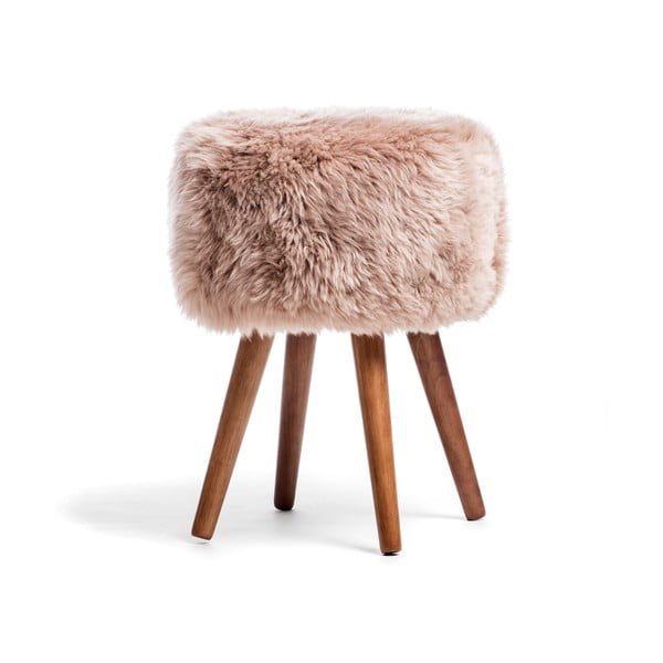 Stolička s béžovým sedákem z ovčí kožešiny Royal Dream, ⌀ 30 cm