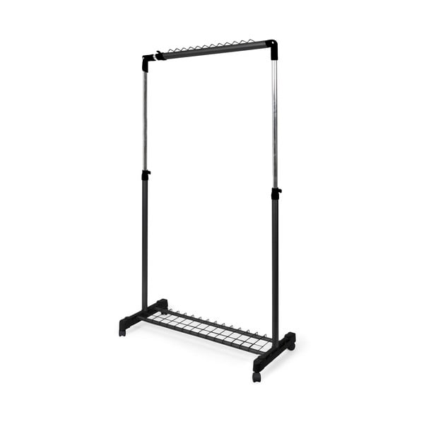 Černý kovový teleskopický pojízdný stojan na oblečení Under Stairs – Compactor-image-4