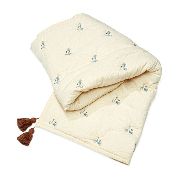 Červená/světle žlutá prošívaná dětská deka z bio bavlny 90x120 cm Bicycles – Cam Cam Copenhagen