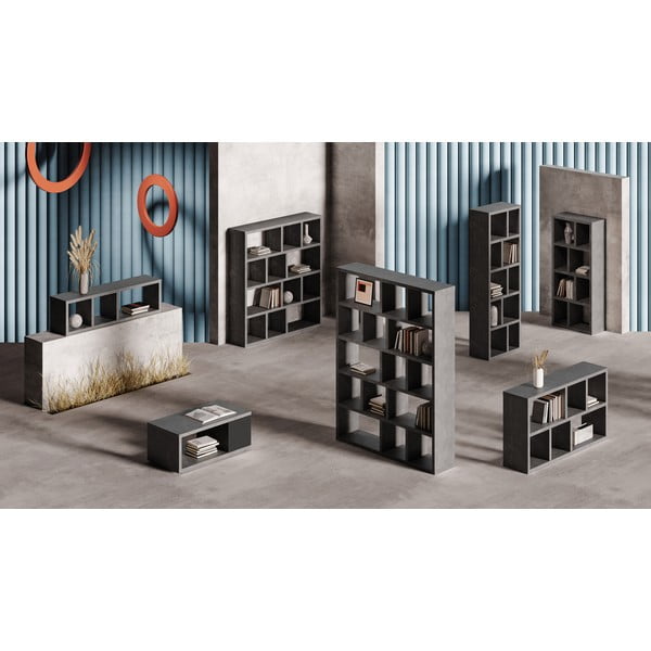 Šedá knihovna v dekoru betonu 150x83 cm Berlin – TemaHome-image-1