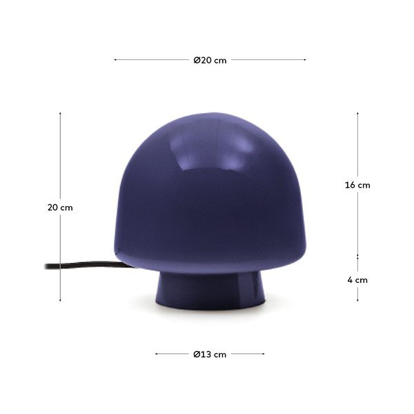 Tmavě modrá stolní lampa se skleněným stínidlem (výška 20 cm) Reig – Kave Home-image-4