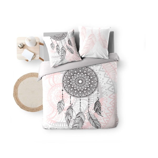 Bílo-růžové bavlněné povlečení na dvoulůžko 200x200 cm Namaste – douceur d'intérieur-image-2