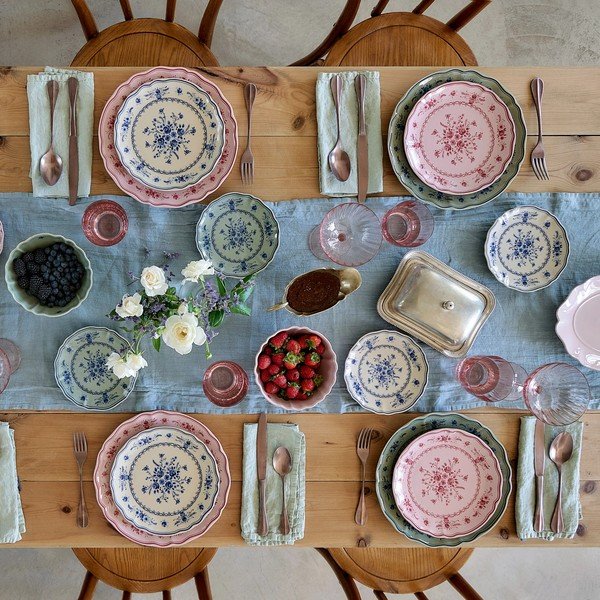 Modrý/béžový dezertní  talíř z kameniny ø 17 cm Vila – Costa Nova-image-3