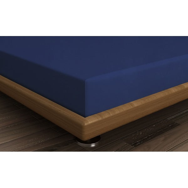 Tmavě modré napínací bavlněné prostěradlo 140x200 cm – Mijolnir-image-1