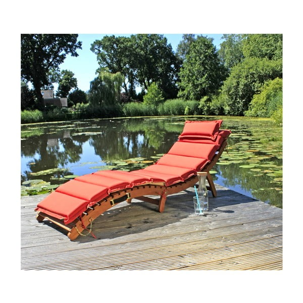 Zahradní skládací lehátko z eukalyptového dřeva s oboustranným sedákem Garden Pleasure Nassau-image-3
