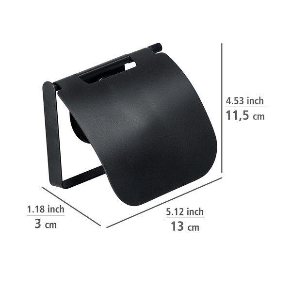 Černý nástěnný držák na toaletní papír Wenko Static-Loc® Plus-image-1
