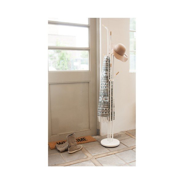 Bílý věšák s dřevěnými detaily Leitmotiv Fuss-image-1