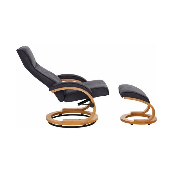 Set šedého polohovacího křesla a podnožky s potahem z textilie Støraa Rika-image-2