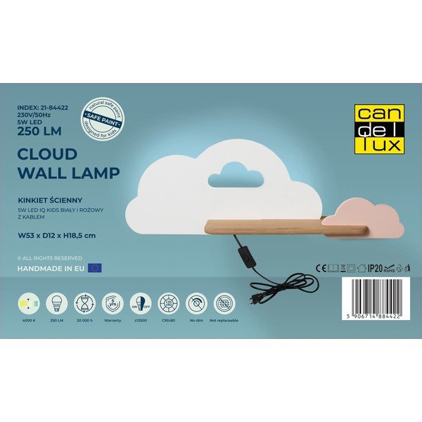 Bílo-růžové dětské svítidlo Cloud – Candellux Lighting-image-3