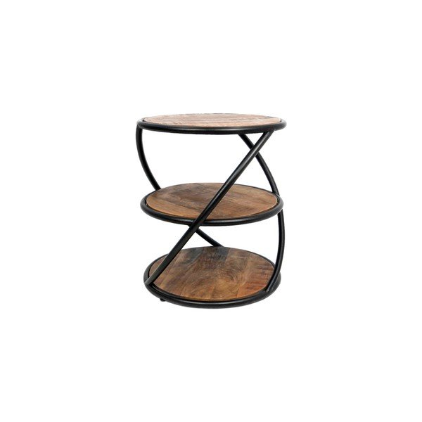 Příruční stolek z neopracovaného mangového dřeva HSM collection Tower, ø 43 cm