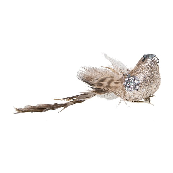Vánoční dekorace stříbrné barvy ve tvaru ptacka s klipem Butlers Birdy