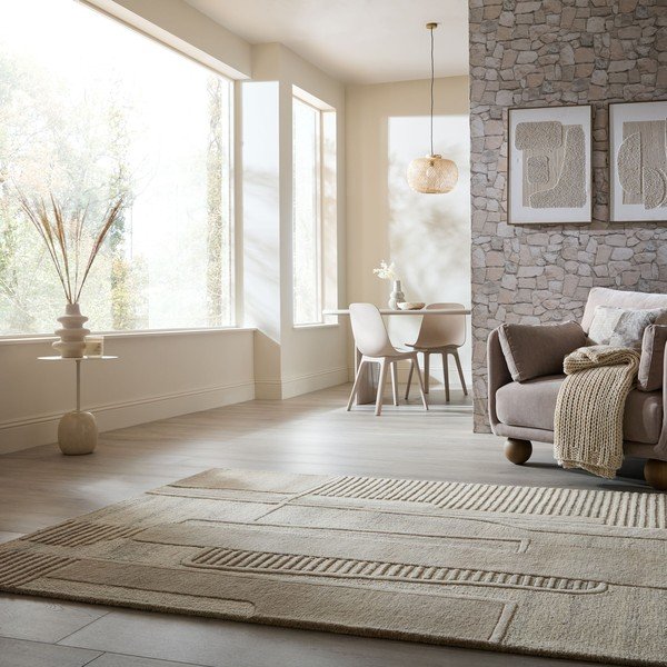 Šedobéžový ručně tkaný vlněný koberec 140x200 cm Lira  – Flair Rugs-image-1