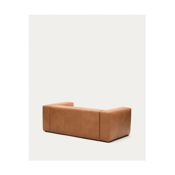 Hnědá kožená pohovka 210 cm Blok – Kave Home-image-4