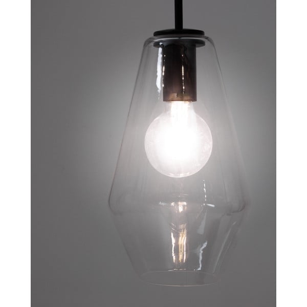 Černé závěsné svítidlo se skleněným stínidlem ø 17 cm Mao – Kave Home-image-4