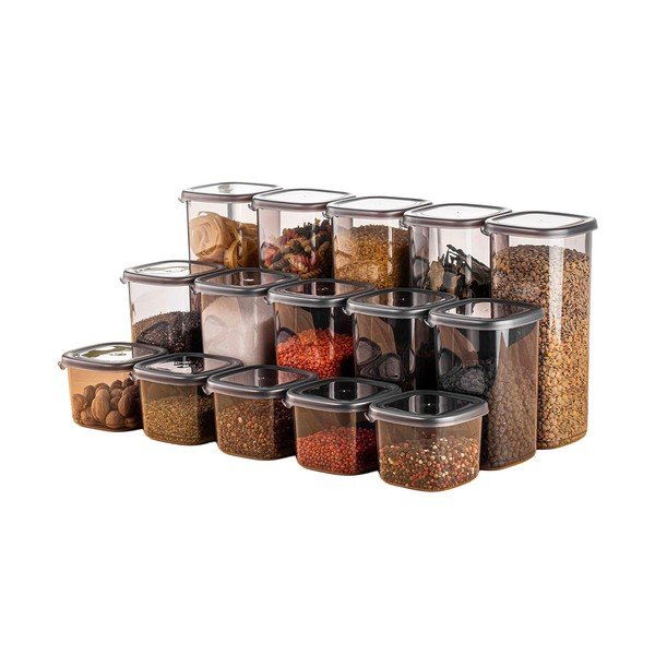 Plastové dózy v sadě 15 ks na potraviny Fresco – Hermia