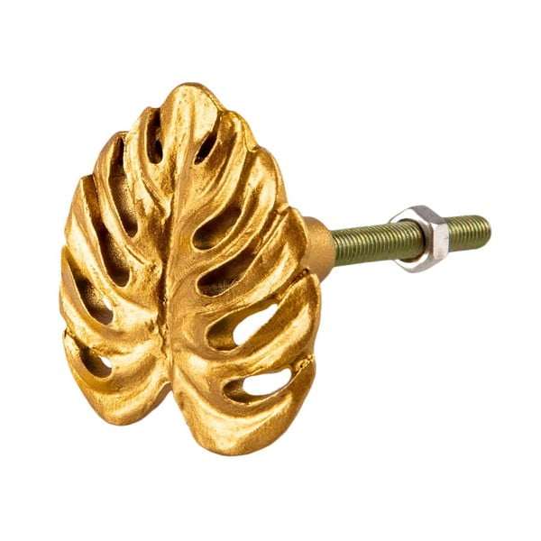 Cínová úchytka na šuplík ve zlaté barvě Sass & Belle Cheese Plant Leaf-image-1