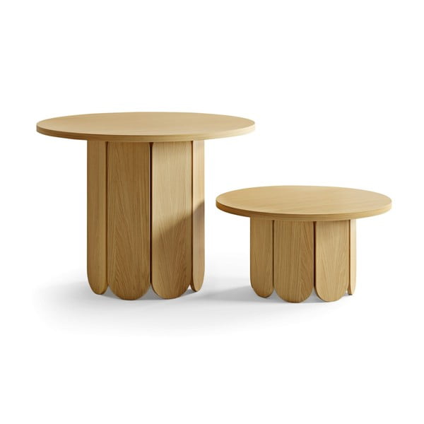 Kulatý konferenční stolek s deskou v dubovém dekoru v přírodní barvě 78x78 cm Soft – Woodman-image-3