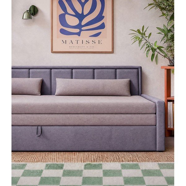 Růžová žinylková rozkládací/s úložným prostorem pohovka 214 cm Fulgeo – ELTAP-image-3