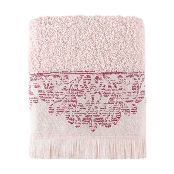 Růžový bavlněný ručník Lace, 50 x 90 cm