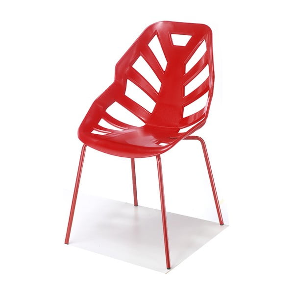 Set 2 červených židlí Ninja, lakované červené nohy