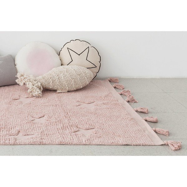 Růžový pratelný ručně tkaný bavlněný dětský koberec 120x175 cm Hippy Stars Vinatge Nude – Lorena Canals-image-1