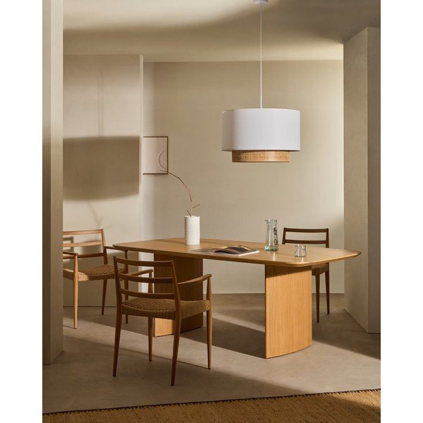 Bílé/v přírodní barvě látkové stínidlo ø 60 cm Erna – Kave Home-image-1