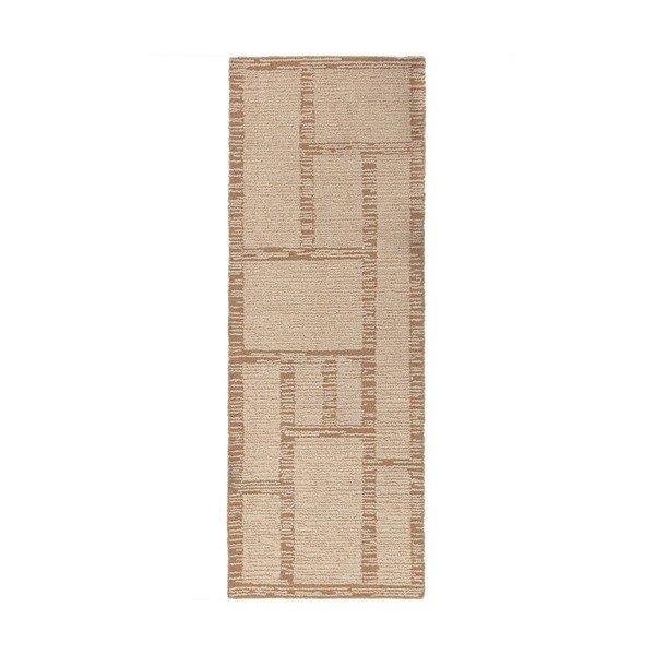 Ručně tkaný vlněný běhoun v přírodní barvě 80x230 cm Harris Modula Wool – Flair Rugs