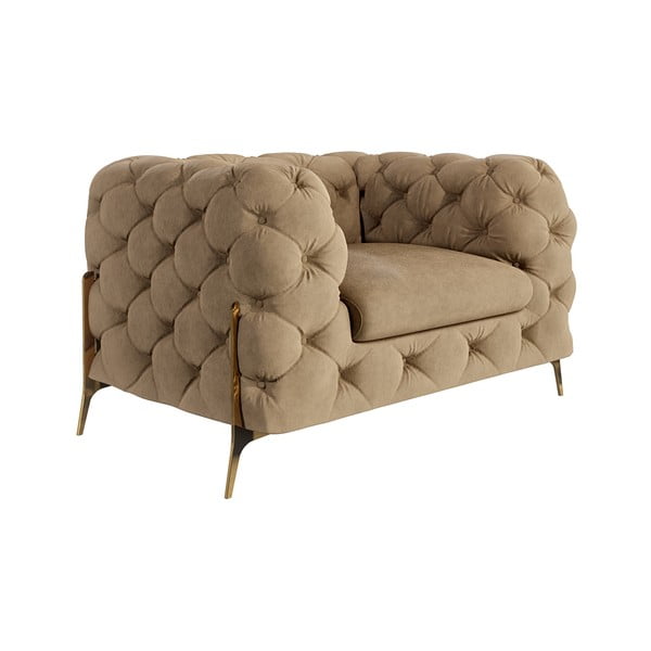 Světle hnědé sametové křeslo Chelsea Bis – Ropez