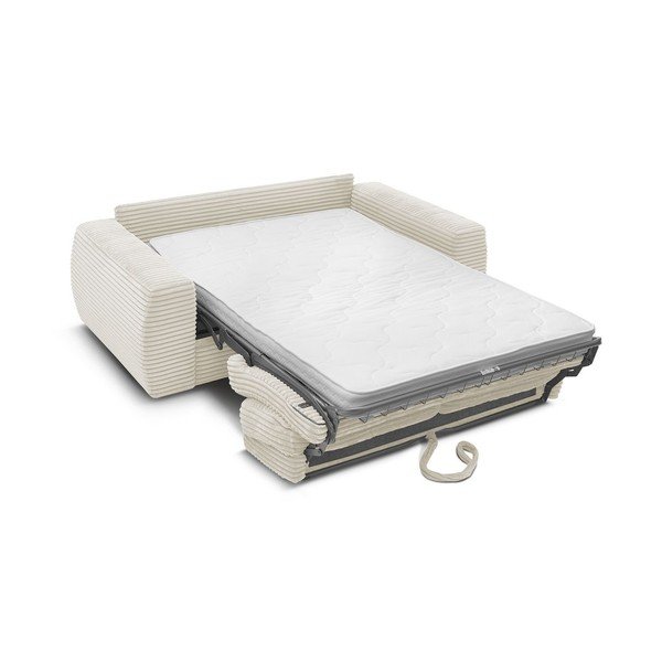 Béžová manšestrová pohovka na každodenní spaní/rozkládací 220 cm Hugo – Bobochic Paris-image-3