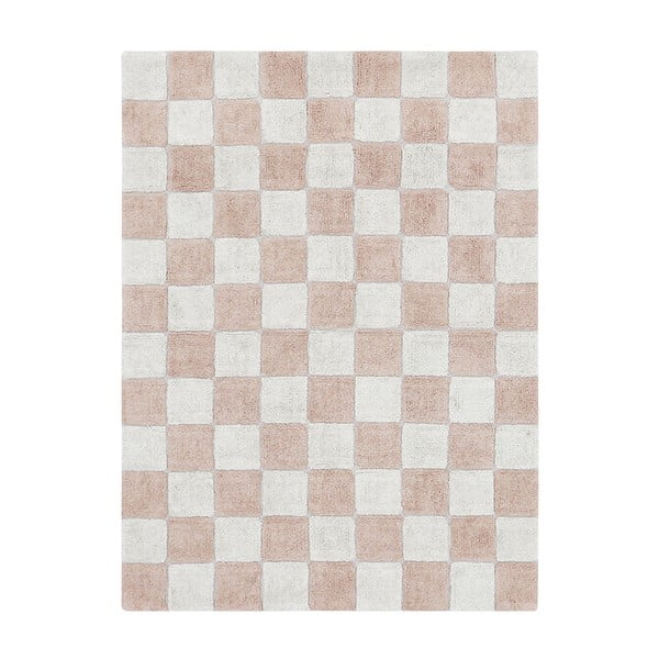 Světle růžovo-krémový pratelný ručně tkaný bavlněný koberec 120x160 cm Kitchen Tiles Rose – Lorena Canals