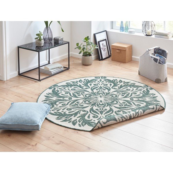 Zeleno-krémový venkovní koberec NORTHRUGS Madrid, ⌀ 140 cm-image-4