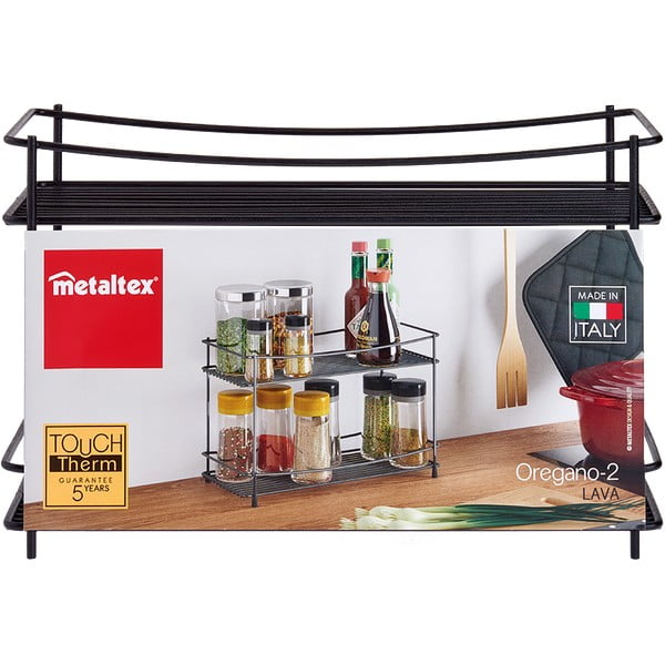 Černá dvoupatrová police na koření Metaltex Lava-image-2