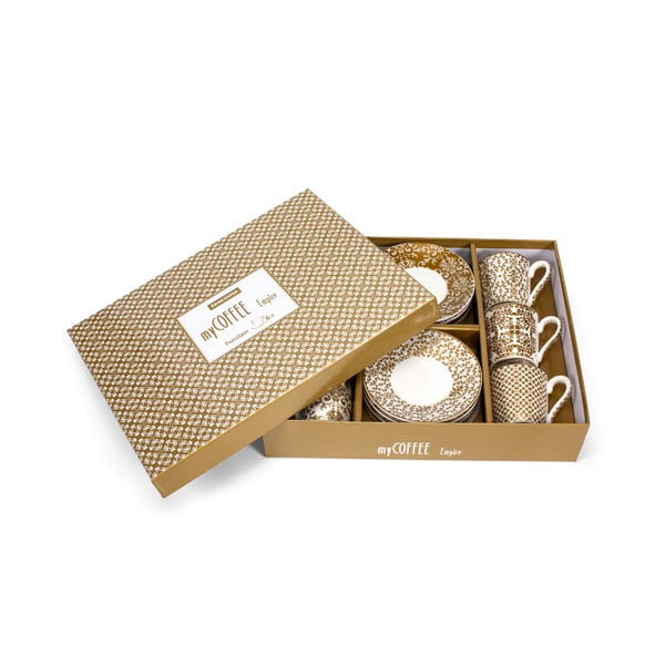 Porcelánové šálky ve zlaté barvě v sadě 6 ks My Coffee – Tescoma-image-1