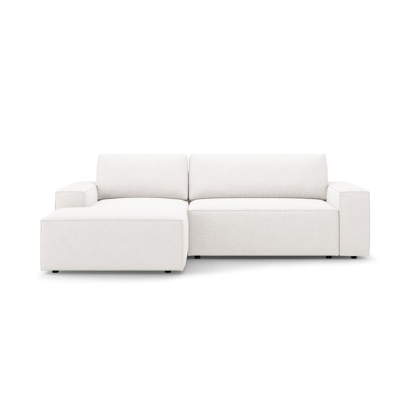 Bílá rozkládací rohová pohovka z textilie bouclé (levý roh) Jodie – Micadoni Home