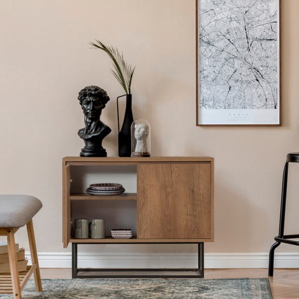 Skříňka v dekoru ořechu v přírodní barvě 90x72 cm Rodez – Kalune Design-image-3