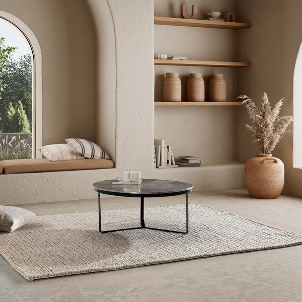 Černý/šedý matný kulatý konferenční stolek ø 90 cm Clarisa – MOME-image-1