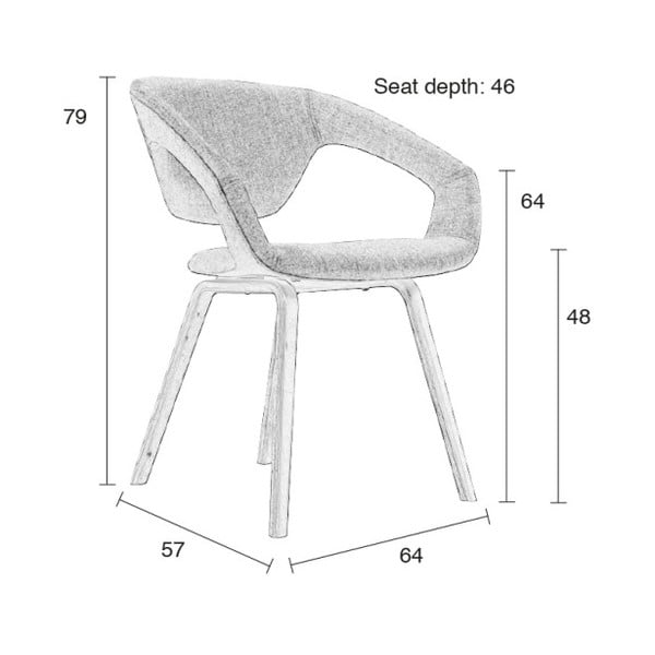 Sada 2 šedých židlí s černými nohami Zuiver Flexback-image-1