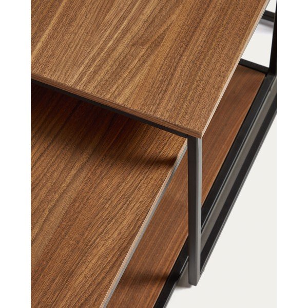 Hnědé konferenční stolky s deskou v dekoru ořechového dřeva v sadě 2 ks  50x100 cm Yoana – Kave Home-image-2