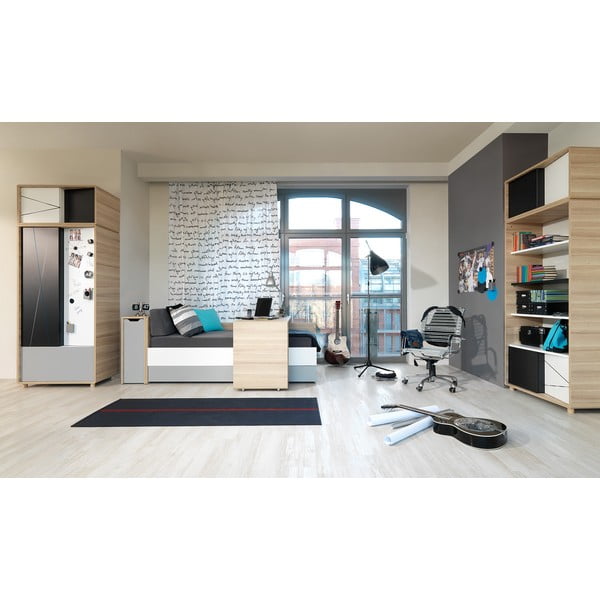 Skříňka se šedými dvířky k jednolůžkové posteli Vox Evolve-image-1