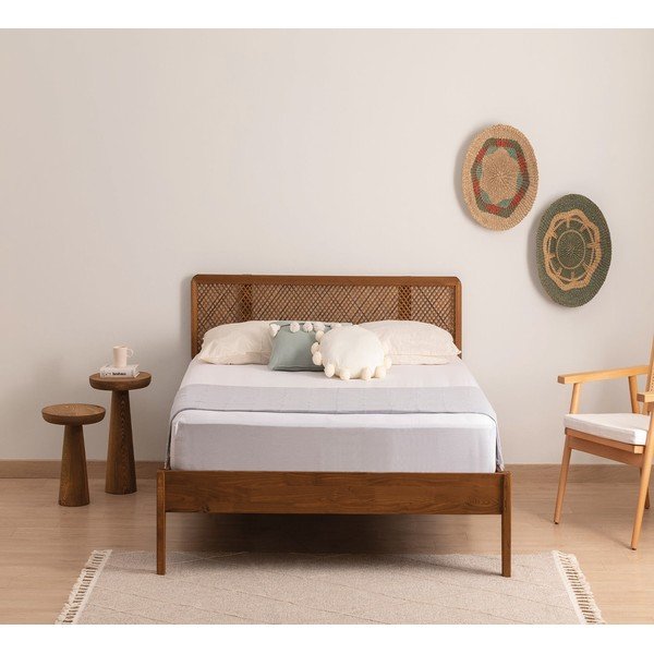 Jednolůžková postel ze smrkového dřeva s roštem v tmavě hnědo-přírodní barvě 90x200 cm Izabelya – Kalune Design-image-2