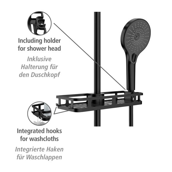 Matně černá samodržící plastová koupelnová polička Libertà – Wenko-image-4