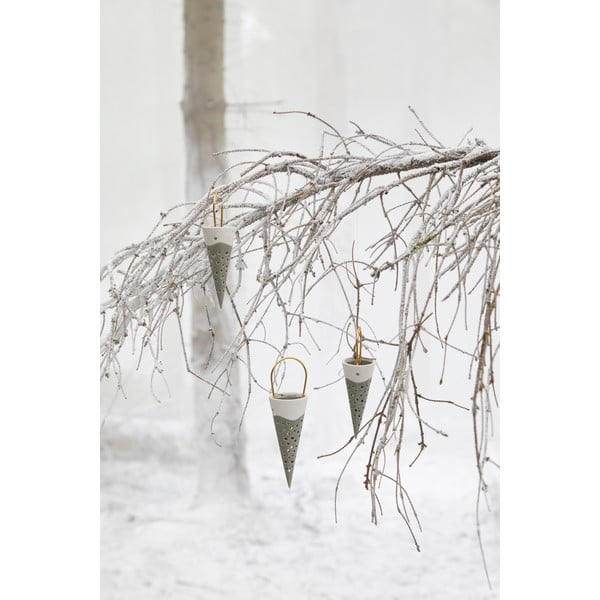 Zelená keramická závěsná dekorace Kähler Design Cone, výška 18 cm-image-2